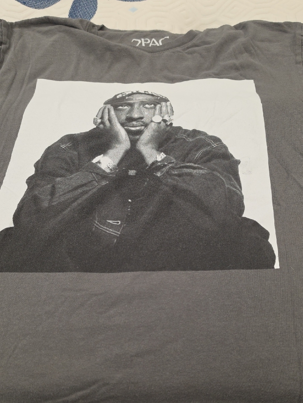 Gray Graphic Tupac Photo T-Shirt - L Unisex